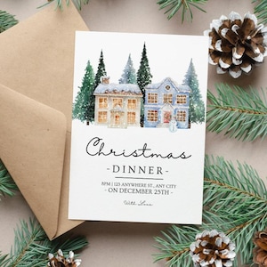Editable Christmas Dinner Party Invitation Template (Digital Download)