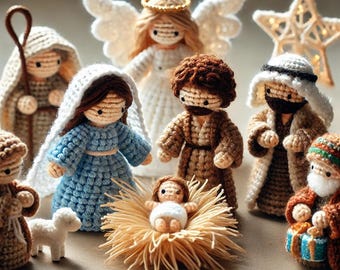 Cute Crochet Pattern Christian Nativity Handmade Set | Baby Jesus, Mary, Joseph, Donkey, Angel, Wise men, Sheep | Advanced Crochet Pattern