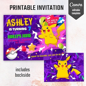 Invitación de cumpleaños imprimible, invitación de cumpleaños, invitación editable, invitación de cumpleaños de anime, descarga instantánea
