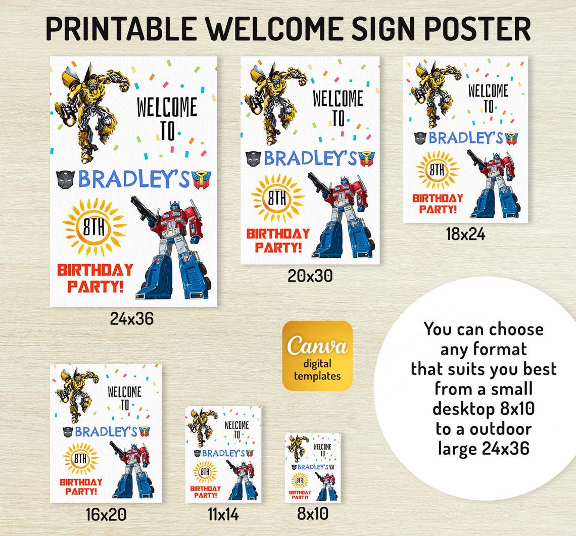 Transformers Welcome Sign In, Printable Birthday Party Rescue Bots ...
