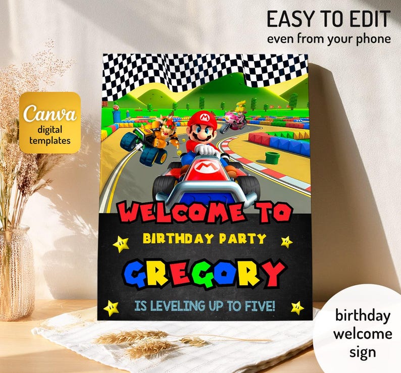 Birthday Welcome in Poster, Super Mario Bros Movie Welcome Sign ...