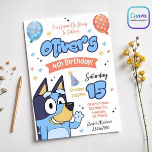 Paw-ty Editable Invitation, puppies Printable Birthday Invite boy girl, puppy invitation, dog invite, pool party Birthday Invite template