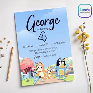 Paw-ty Editable Invitation, puppies Printable Birthday Invite boy girl, puppy invitation, dog invite, pool party Birthday Invite template