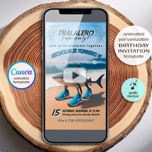 Italian Brain Rot invitation, Tralalelo Tralala invitation, mobile editable tik tok meme birthday invite, funny shark brainrot party