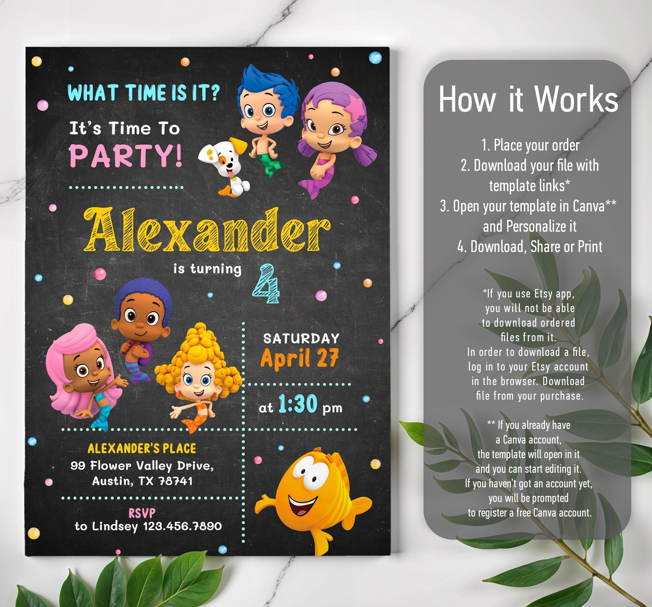 Bubble Guppies Birthday Invitation, Guppies Printable Invitation ...