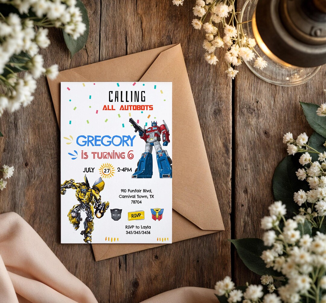 Printable Rescue Bots Birthday Invitation, Optimus Prime Invite ...