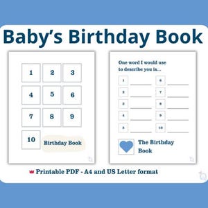 The Baby&#39;s Birthday Book | Birthday&#39;s Memory Book | Child Memory Book | Personalized Book | Instant Download