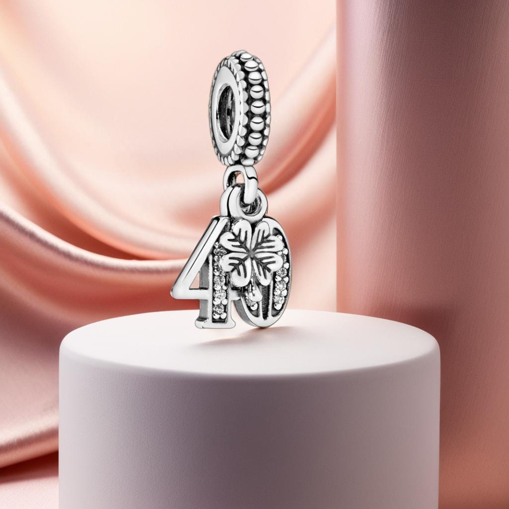 40th Celebration Dangle Charm Trending Women Rhinestone Dangle - Main Image