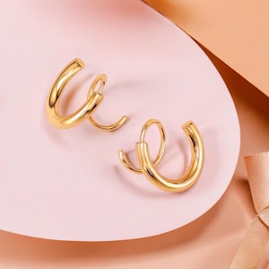 Spiral Hoop Earrings, Double Hoop Twisted, Gold Plated & Silver Plated Spiral Loop, Minimalist Design, Perfect Teens Gift, Women's Jewellery