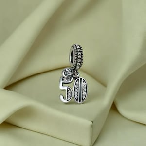50th Celebration Dangle Charm Sparkling Rhinestone Bracelet Charms for Women Trending Birthday & Anniversary Jewellery 50th Birthday Charm