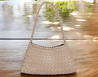 Woven Leather Tote Bag, Handwoven Ladies HOBO Purse, Large Boho Chic Beach Bag, Summer Holiday Tote, Handmade Everyday Bag for Women
