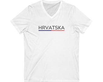HRVATSKA - T-shirt unisex in jersey a maniche corte con scollo a V