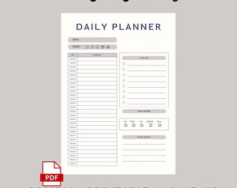 Daily muslim planner, Minimalist Daily Organizer, printable, digital download, A4, A5, US letter size, islamic digital gift