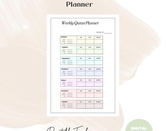 Weekly Muslim Planner | Quran Tracker | Islamic Planner, The Muslim Planner | Digital weekly islamic | Digital Planner | Printable Planner