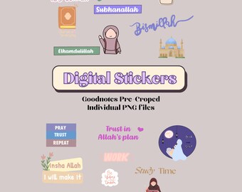 17 Islamic digital stickers, islamic stickers, Quran quotes, hijab digital stickers, islamic planner stickers, png, Quran planner stickers