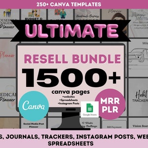 Digital Marketing PLR MRR bundle Master Resell Rights digital products for Passive Income PLR canva templates Mrr planners Resell journal