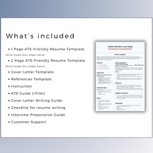 ATS Template Resume Cv Template & Cover Letter One Page Two Pages ...