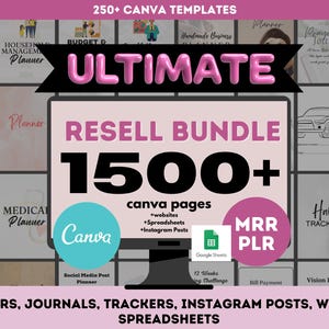 MRR PLR digital products Bundle Resell Master Resell Rights Private Label Rights mrr Planners Journals Tracker Passive Income Resell Product