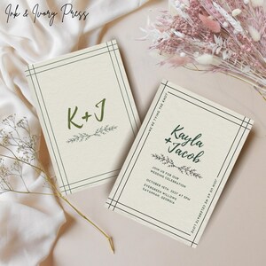 Rustic Boho Wedding Invitation Template, Editable Canva Wedding Invite, Greenery Wedding Invite, Minimalist Wedding Suite, Digital Download