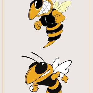 Hornisse Bienen Maskottchen SVG | JPEG Sofort-Download | Digital Download Datei Schneidbare |Sport | Wespe | Fußball | Basketball | Hummel | Schule