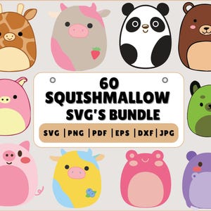 60 animais squishmallow PNG SVG | clipart cricut designs bundle | imagens em fundo transparente design de sublimação para cricut aniversário