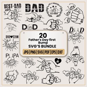Father&#39;s Day Fist Bump Set | Dad Fist Bump Svg | Father&#39;s Day Design | Baby Toddler Kid Dad Fist Bump SVG | customized name Family SVG