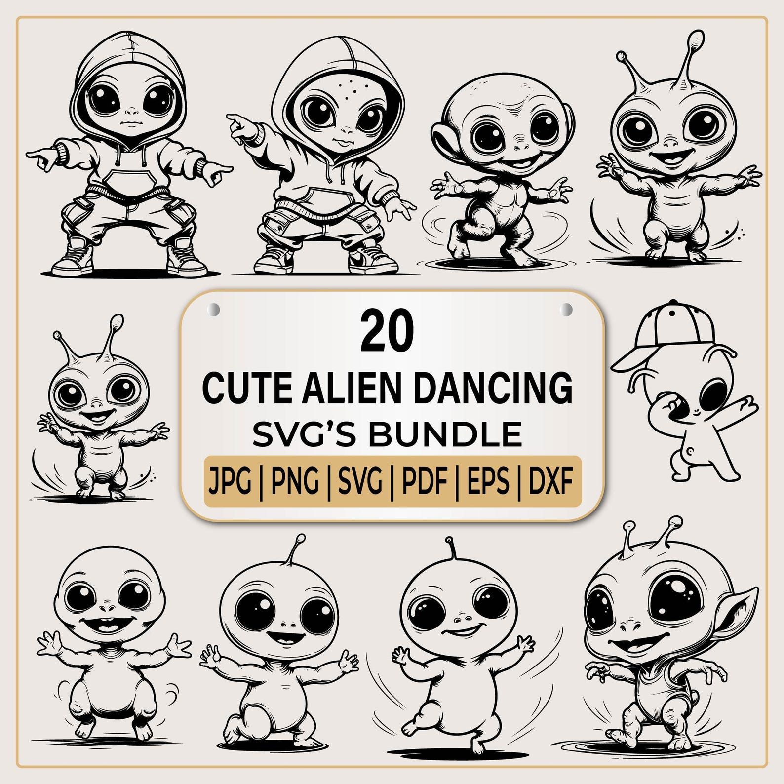 Alien SVG Bundle | Cute Alien SVG | Space Alien Bundle | Alien Cute ...