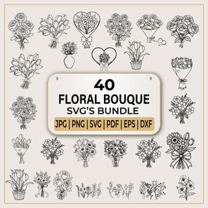 Floral Bouquet Svg Bundle | Bouquet svg | Floral svg Bundle | Flower Svg | Wild Flowers | Botanical Svg | Nature svg | Flower sketch svg