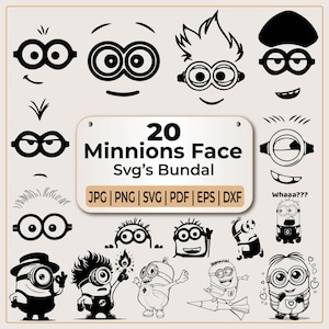 Minion face svg Bundle | Minion SVG | funny Minion face | minion cut file for circuit | Minion eye | Files for Silhouette | Instant download