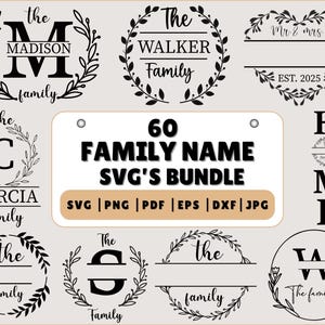 Family Name Monogram SVG | Family Name SVG | Family Name Sign Svg Bundle | wedding monogram svg | Split Monogram Svg | Cutting Board SVG