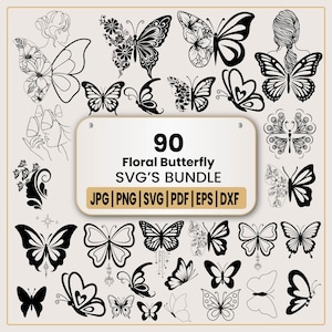 floral butterfly svg | butterfly and floral | Butterfly Svg | Butterfly Cut file | Butterfly flower svg | Layered Butterfly Files for Cricut