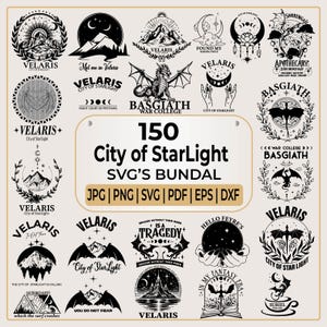 Paquete de 150 Velaris City of Starlight ACOTAR Svg / Corte de espinas y rosas Svg / A las estrellas, Ciudad de Starlight / Diseño del cuarto ala /