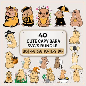 Niedliches Capybara SVG Bundle | Capybara Tier T-Shirt Png | Capybara Digitale Aufkleber | Capybara Vektor Sommer Shirts | Wassermann Clip