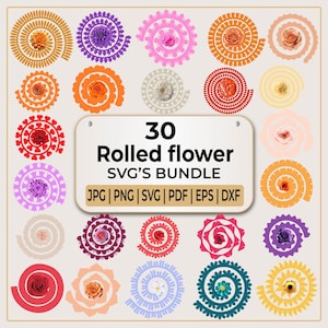 Rolled Flower Svg | 3D Flower Svg | Paper Flower Svg Digital Download | Rolled Flower Template | Rolled Paper Flowers | Digital Paper Svg