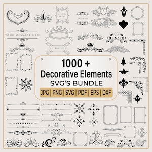1000+ Decorative Elements SVG Bundle | Flourishes SVG | Dividers Borders Svg | Ornaments svg | Text Divider Svg | Border Svg | Arrow Svg