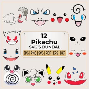 Pikachu Face Svg / Pokemon Pikachu Face / SVG Pikachu / Video Game Clipart / Pikachu Stl / facce svg / occhi di pikachu / png stampabile