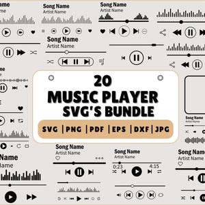 Music Player Svg Bundle | Music Player Display | Spotify Svg | Audio Control Buttons Svg | Play Buttons Svg | Music Clipart Svg | Song Album
