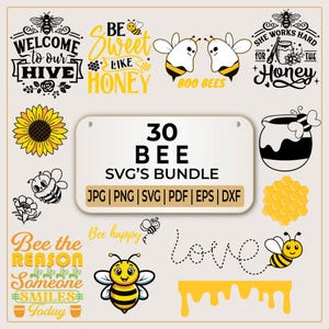SVG-bundel bijen | hommel-svg | Bijensoort SVG | Bee Happy SVG | honingbij-svg | bijenclipart | Honingraat Svg | Bijen gezegden Svg