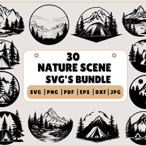 Nature Scene SVG Bundle | Mountains Svg Mega Bundle | Woodland Svg | Forest Scene Svg | Landscape Svg | Forest vector | Forest design