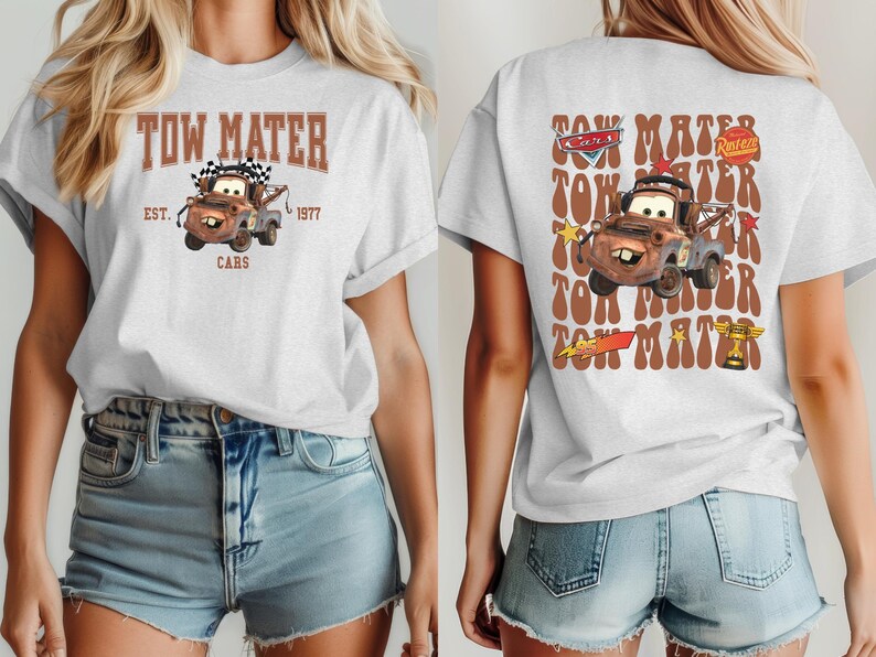 Retro Disney Cars Shirt, Lightning McQueen Shirt, Cars Sally Shirt, Disney Family Trip Shirts, Disneyland Vacation Tee, Tow Mater image 3