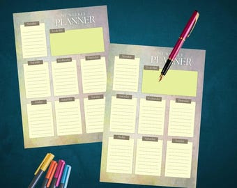 Weekly planner, beige, motivational, inspirational, digital download, printable