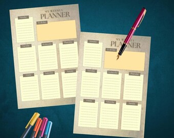 Weekly planner, beige, motivational, inspirational, digital download, printable