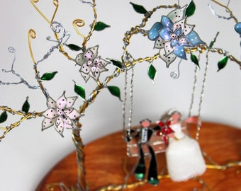 The Linked Trees- Customizable Wedding Cake Topper/ Centerpiece Sculpture