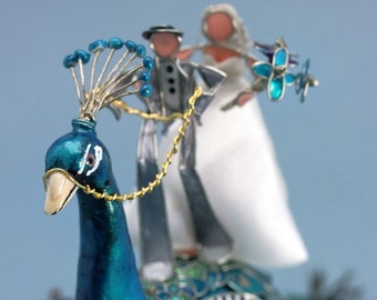 Peacock Wedding Cake Topper (Custom)
