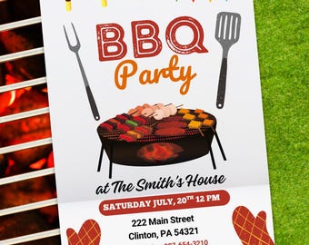 Barbecue BBQ Party Invitation ~ Editable Digital Download