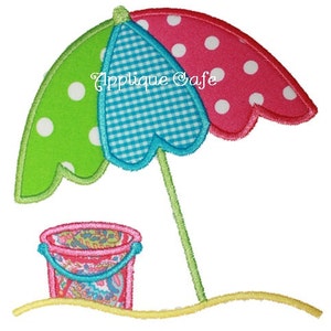 459 Beach Umbrella Machine Embroidery Applique Design