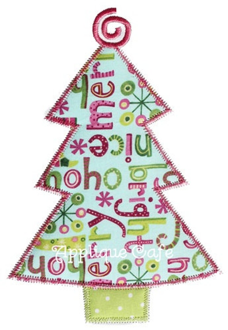 217 Zig Zag Christmas Tree Machine Embroidery Applique Design Etsy
