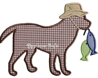 Diseño de apliques de pesca 606 perro máquina del bordado