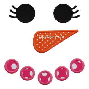 708 Girly Snowman Face Machine Embroidery Applique Design