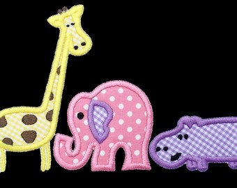 946 zoo animali macchina ricamo Applique Design
